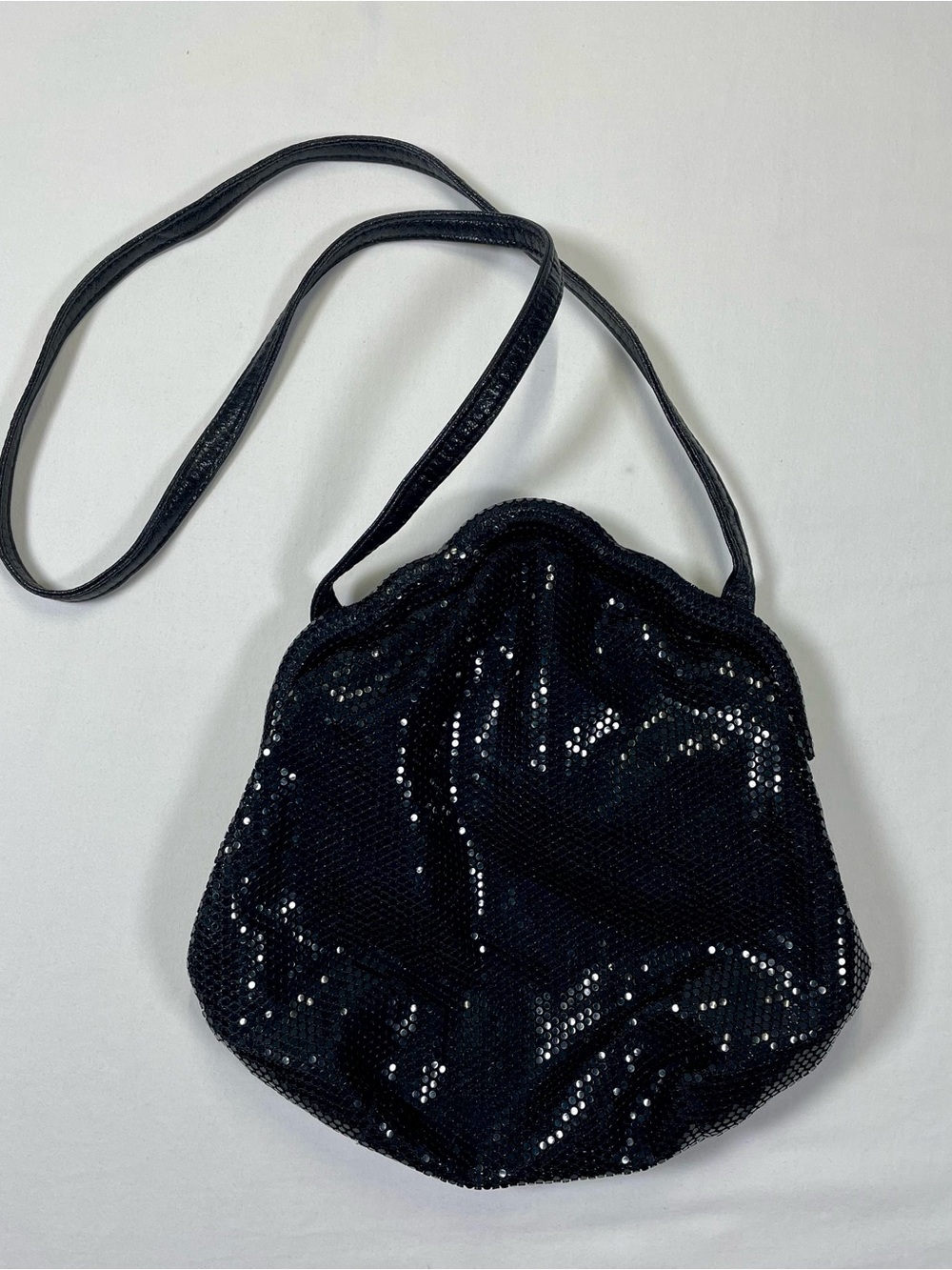 Vintage 1950’s/60’s Lemured Shimmering Black Sequin Hinge Closure Purse